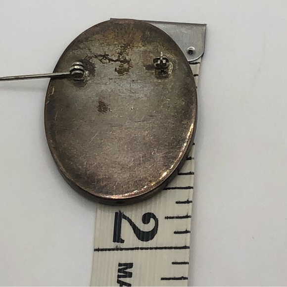 Vtg Sterling Abalone Carved Shell Cameo Brooch 1.6” - Picture 4 of 5